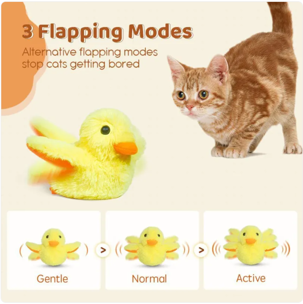 Interactive Rechargable Flapping & Squeaking Duck Cat Toy