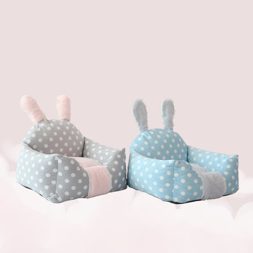 Cute Bunny Rabbit Ears Pet Bed with Washable Cushion for Cats or Small to Medium Sized Dogs