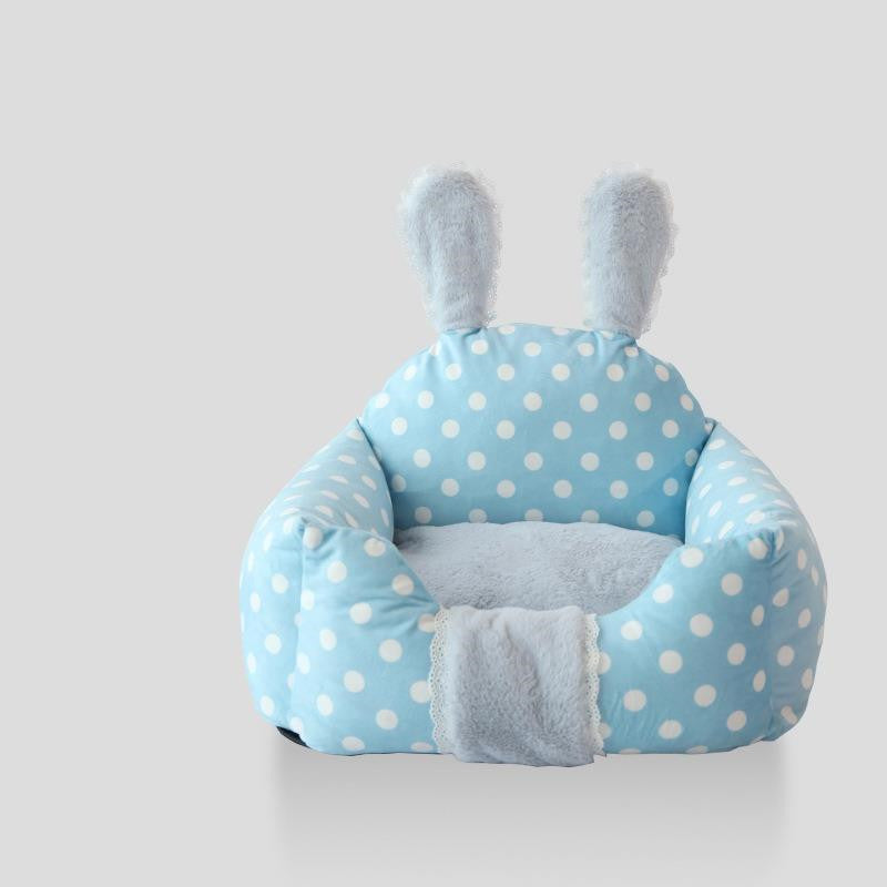 Cute Bunny Rabbit Ears Pet Bed with Washable Cushion for Cats or Small to Medium Sized Dogs