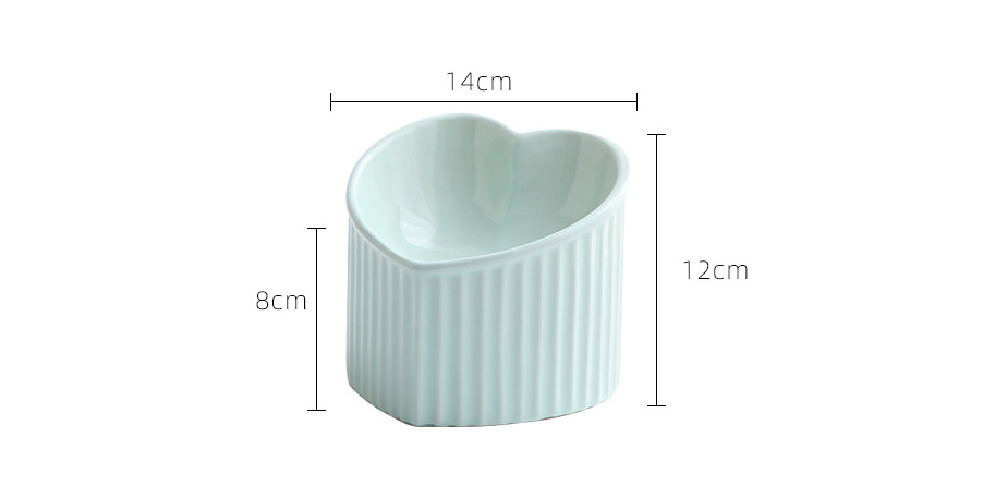 Elevated Ceramic Heart Shaped Raised Pet Bowl with Slanted Design for Cats