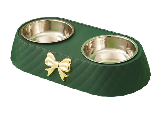 Classy Elegant Pet Bowl with Elevated Stainless Steel Removeable Bowls For Easy Cleaning