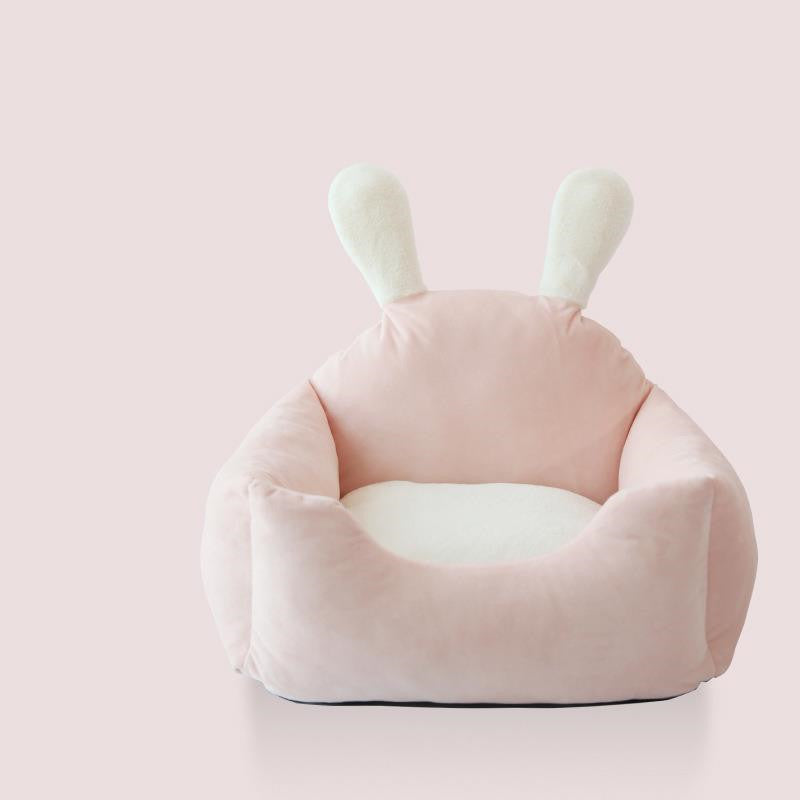 Cute Bunny Rabbit Ears Pet Bed with Washable Cushion for Cats or Small to Medium Sized Dogs