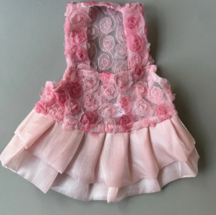 Kawaii Princess Style Aesthetic Rosette Tulle Dog Dress for Small to Medium Dogs