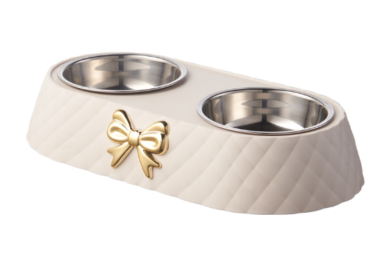 Classy Elegant Pet Bowl with Elevated Stainless Steel Removeable Bowls For Easy Cleaning