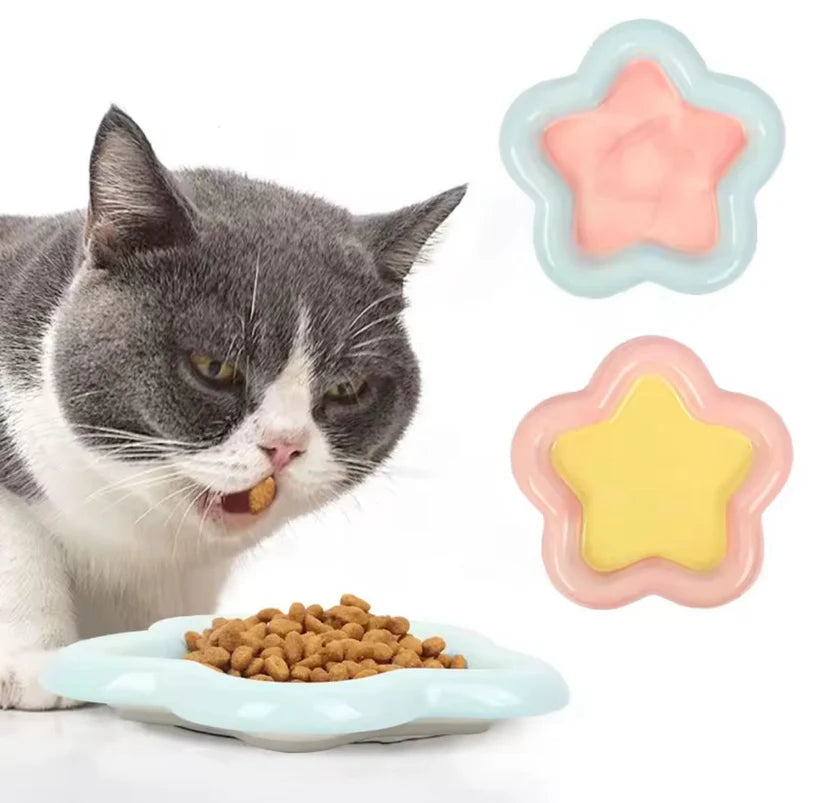 Whimsical Cute Dreamy Aesthetic Star Shaped Cat Bowl