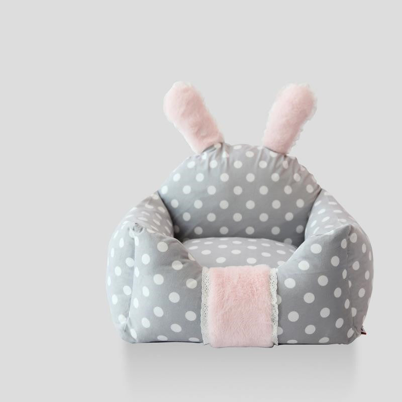 Cute Bunny Rabbit Ears Pet Bed with Washable Cushion for Cats or Small to Medium Sized Dogs