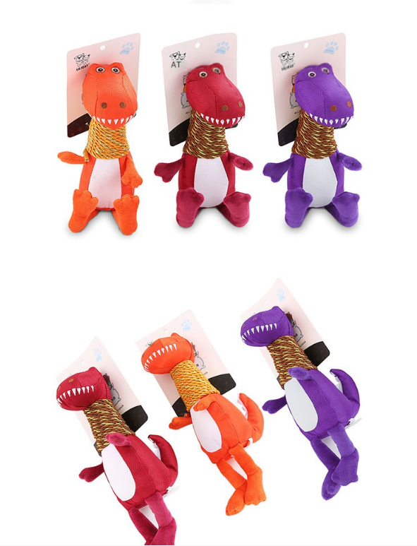 Plush Dinosaur Dog Toy with Sound and Chew Features