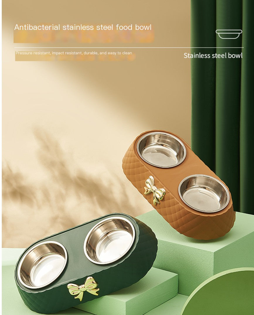 Classy Elegant Pet Bowl with Elevated Stainless Steel Removeable Bowls For Easy Cleaning