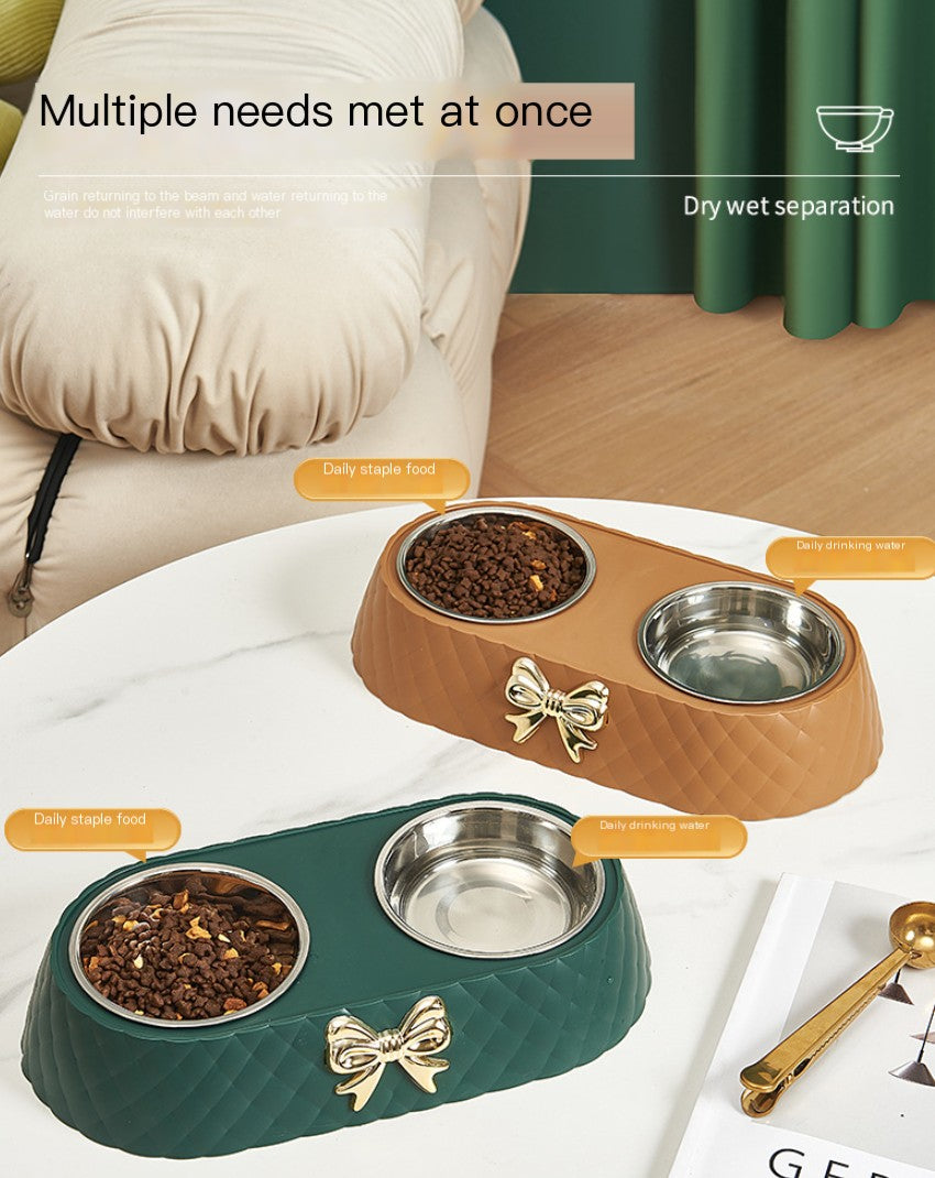 Classy Elegant Pet Bowl with Elevated Stainless Steel Removeable Bowls For Easy Cleaning