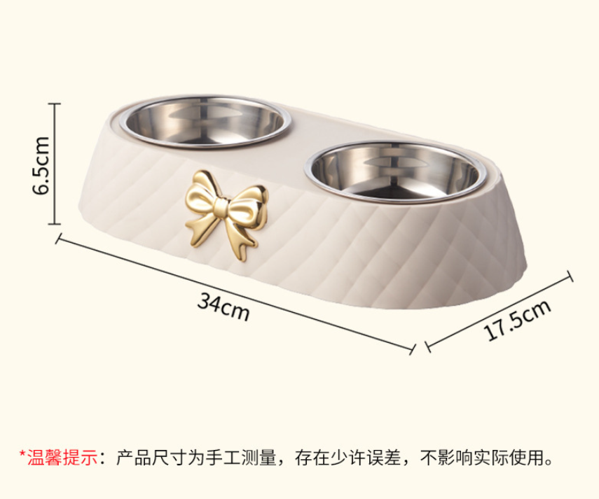 Classy Elegant Pet Bowl with Elevated Stainless Steel Removeable Bowls For Easy Cleaning