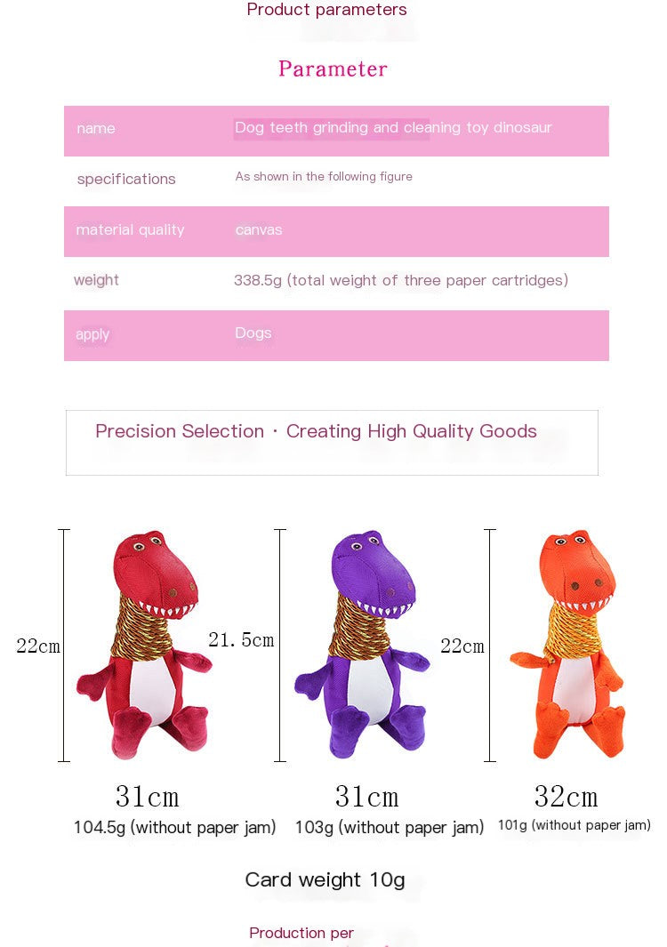 Plush Dinosaur Dog Toy with Sound and Chew Features