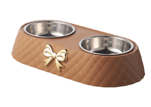 Classy Elegant Pet Bowl with Elevated Stainless Steel Removeable Bowls For Easy Cleaning